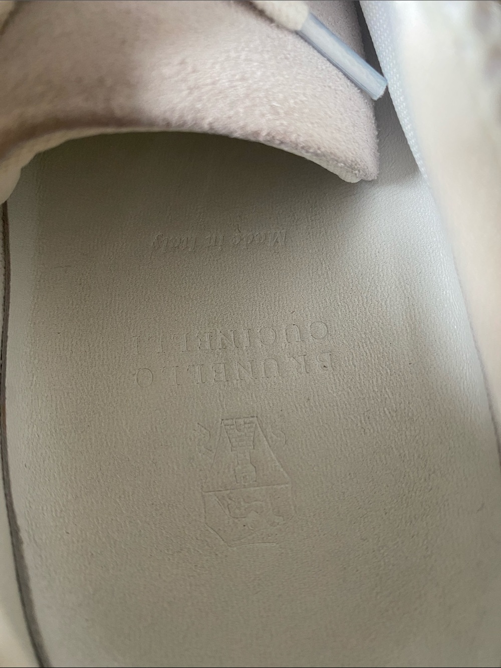 $1295 Brunello Cucinelli white/light gray mesh and suede sneakers w/monili 37.5 - Picture 9 of 12